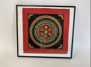 57. Oriental Hand Colored Artwork Framed.