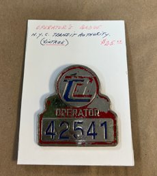 25. Vintage NYC Transit Authority Subway 'operator' Badge