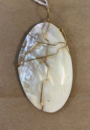 46. Large Wire Work Mother Or Pearl Pendant