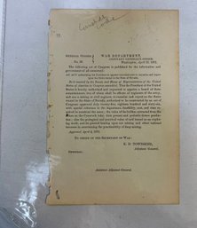 54. 1871 Comstock Lode War Department Order