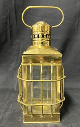 63. Vintage Brass Clipper Ship Hanging Oil Lamp
