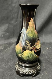 12. Vintage Asian Lacquered Wood Vase