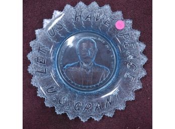 3. Antique U.S. Grant Blue Glass Plate