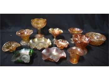 146. Antique Carnival Glass  12 Pcs. In  The Lot