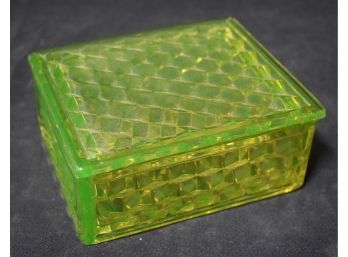 173. Antique Vaseline Glass Covered Box