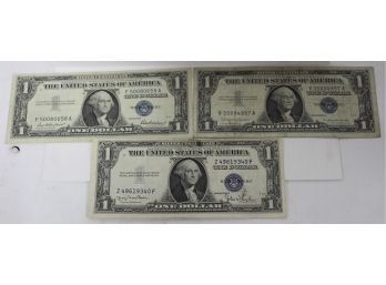 46. Three 1$ Silver Certificates, 1935, 1957