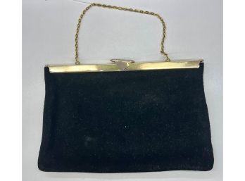 5. Vintage 1960s Black Suede Leather Handbag/clutch