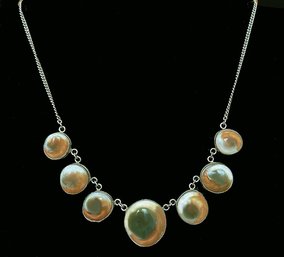 C. Early 1900s Cat's Eye Operculum & Sterling Necklace