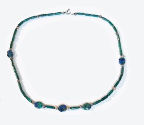 Malachite & Chrysocolla Necklace, Sterling Accents, Clasp