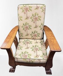 Classic Morris Chair, Newer Upholstery, In Great Shape And COMFORTABLE