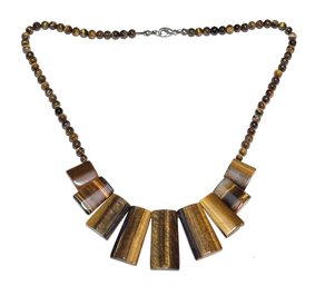 Tiger's Eye Bead & Panel Necklace
