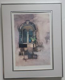 Litho  With Silver Foil ' Venetian Window' By Austrian ROSINA WACHMEISTER / Sign