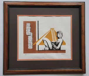 This Rare Historical Pencil Signed, Limited Ed Serigraph ' CHICHEN ITZA -YUCATAN