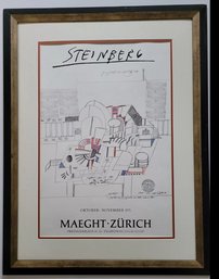 Vintage Color Litho W/ COA By Saul Steinberg 1971 Maeght-Zurich