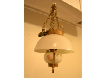 White Glass And Floral Base Light Fixture