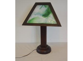 Table Lamp With Square Green Shade