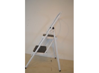 White Folding Step Stool With Black Treads