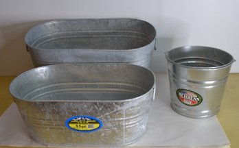 Three Galvanized Buckets