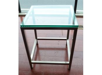 Square Glass And Metal Side Table