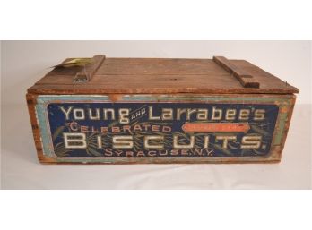 Vintage Young And Larrabees Wooden Biscuit Box