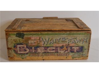 Vintage White Fawn Biscuit Box