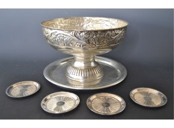 Fruit Bowl And Platter With Four Coasters