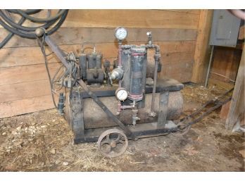 Vintage Gear Driven And Electric Air Compressor With Century Motor