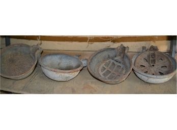 Four Vintage Metal Livestock Waterers