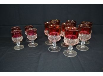 Red Rimmed Crystal Goblets