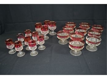 Red Rimmed Crystal Glasses