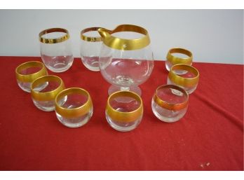 Gold Rimmed Cordial Set