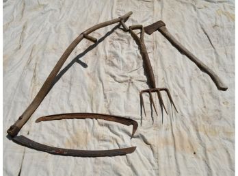 Vintage Scythe, Pitchfork, And Axe