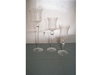 Set Of Three Stemmed Glass Votives