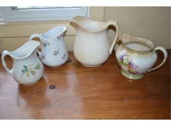 Four Assorted Pitchers - Three Floral & One Plain