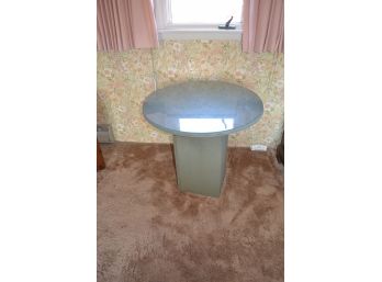 Round Glass Top Plywood Table