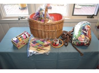 Basket Full Of Ribbon/Thread/Yarn/Cording . . .Etc.