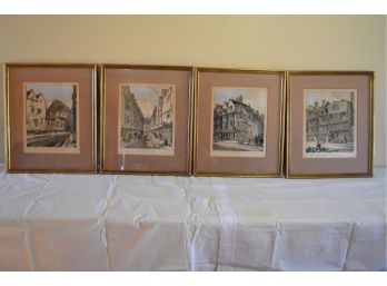 Set Of 4 J.T Smith - Domestic Architecture - Prints Of Etchings