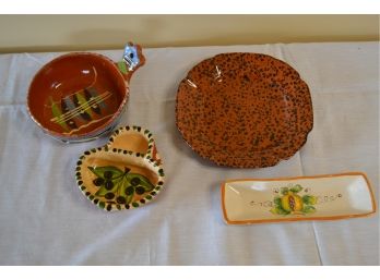 Lot Of Four Terracotta/Majolica Dishes