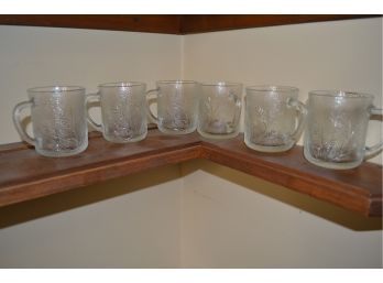 Set Of Six Wheat Grass Glass Mugs