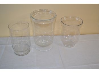 Three Assorted Large Glass Vases