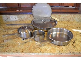 Assorted Pots & Pans And Splash Guard