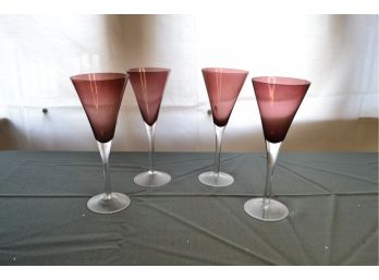 Set Of Four Plum Colored Champagne/Wine Glasses