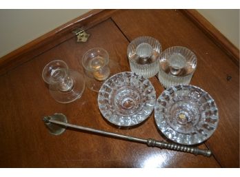 Three Pairs Of Candle Holders &  One Snuffer