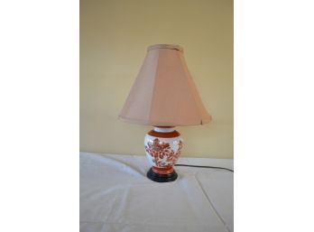 Floral Lamp With Wood Base