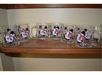 Set Of Six Glass Snowman Mugs