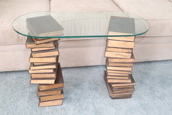Glass Top Book Table