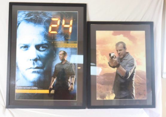 Pair Of Framed Kiefer Sutherland 24 Tv Show Posters