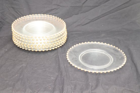 Dalzell Viking Imperial Candlewick Clear Plates With Gold Ball Trim
