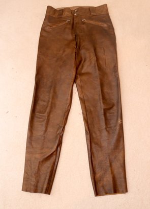 Vintage Harley Davidson Brown Leather Motorcycle Pants Size 32 (C-34)