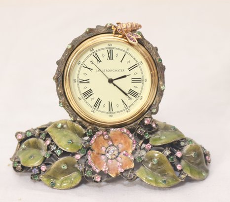Jay Strongwater Rhinestone Flower Clock. (E-14)